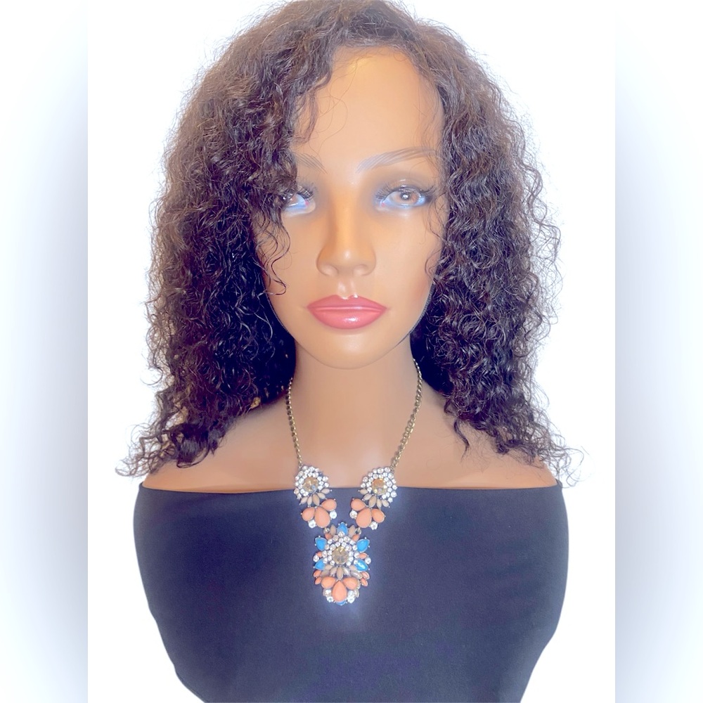 Elegant Statement Necklace with Blue and Peach Accents